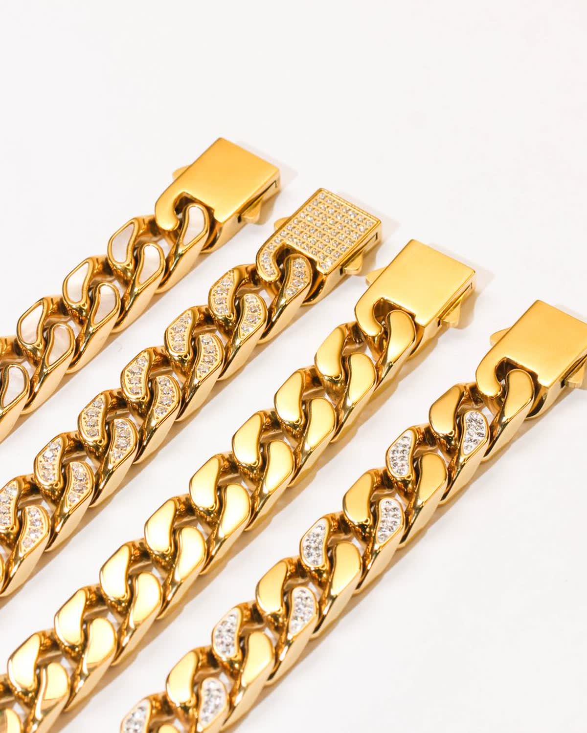 Corrente cubana de ouro 18k, 200 gramas